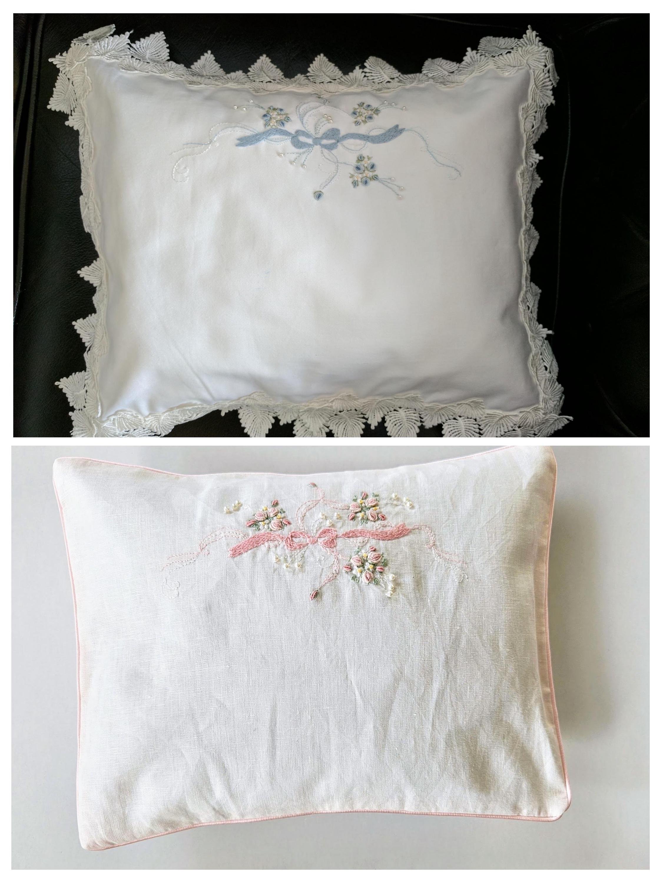 刺繍入りベビー枕カバー：ベビーベッド／ベビーカー用カスタム枕（枕の