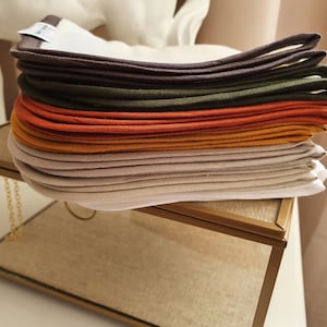 Linen Bound Burp Cloths - Sick Rags - Dribble Cloths - various designs - muslin with binding - cream gold white peach tan blue