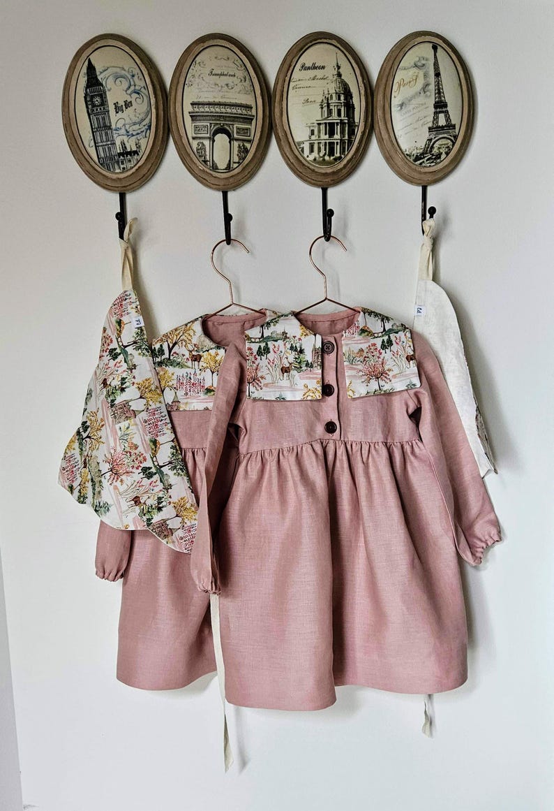 Linen Dress With Liberty Square Collar Button Front – Made to Order, 3m ...