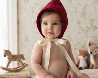 Gorro de terciopelo para bebé Pixie – Gorro de invierno hecho a mano con pompones 0-36 meses