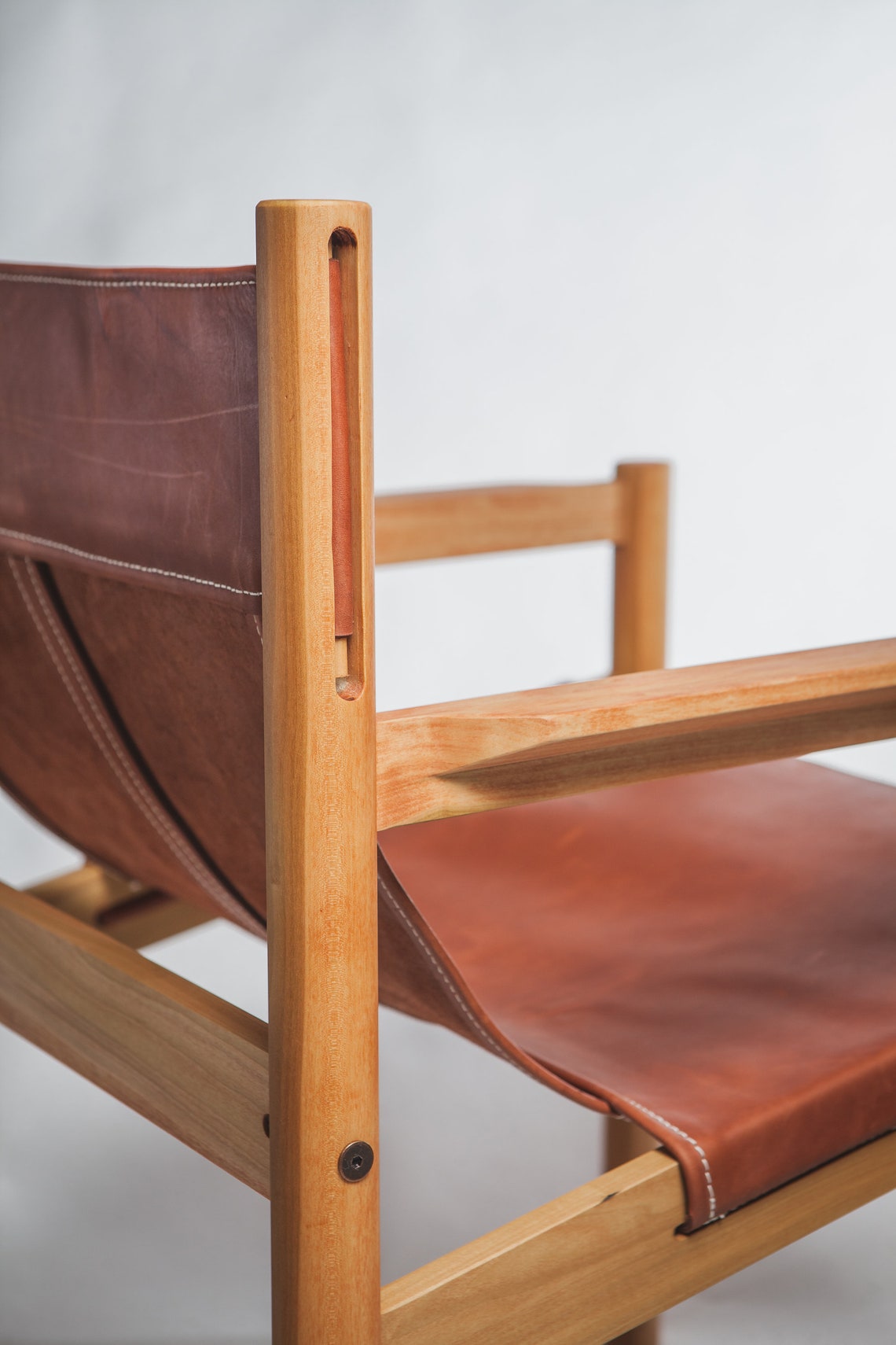 Sling Chair Leather Mid Century Danish Modern Scandinavian Etsy