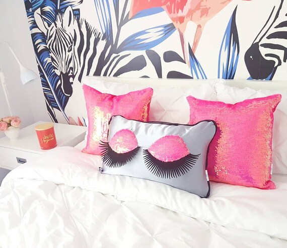 pink eyelash pillow