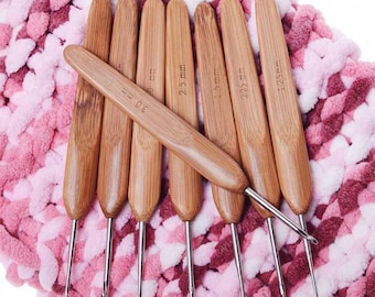 Bamboo Crochet Hook Set Small Lace Crochet Hooks Set DIY Crochet Hooks Needles For Yarn Handle Weaving Kit