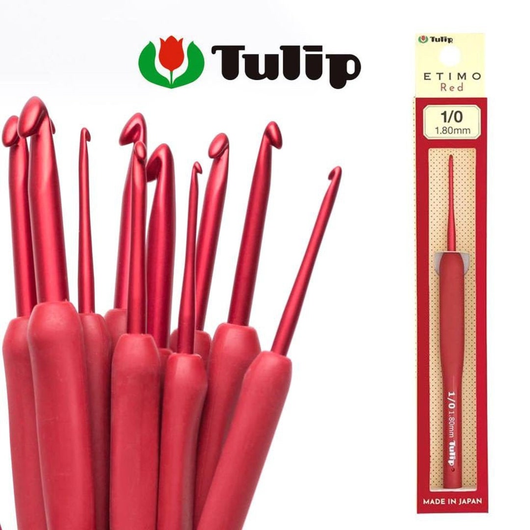 8pcs/set Japan Tulip ETIMO Red Crochet Hook 1.8-5mm Aluminum Resin Knitting  Needles Original Authentic