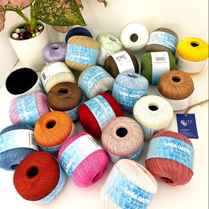 Lana Gatto Cable 8 Cotton Yarn - 100% Makò combed cotton 50 g/283m - Hand Knitting Crochet Cotton Thread - Lace Cotton Yarn - Summer Yarn
