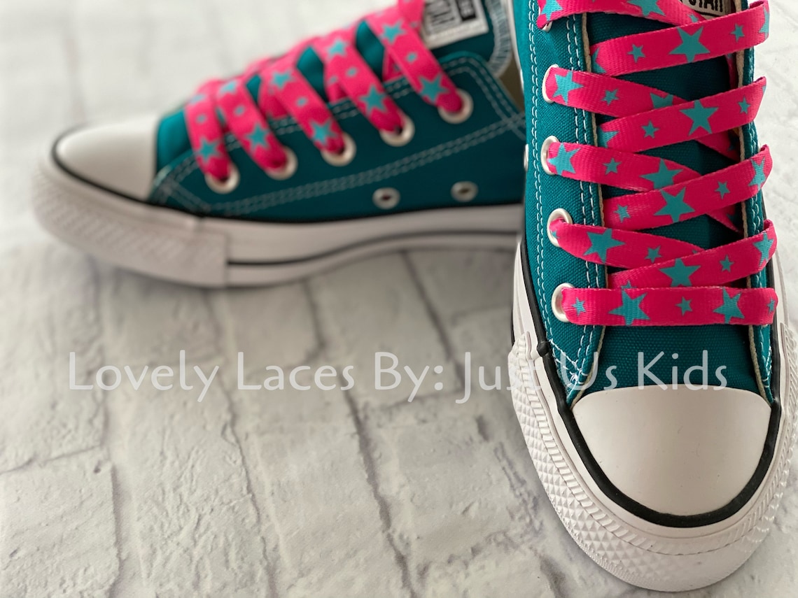 Hot Pink Shoelaces Star Shoelaces for Sneakers Etsy