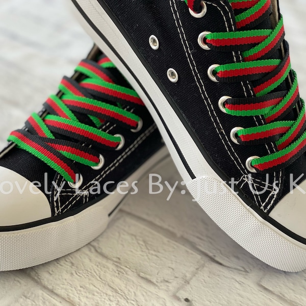 Pan African shoelaces for Sneakers, Red Black and Green Shoelaces