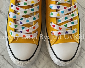 Rainbow Heart Shoelaces for Sneakers
