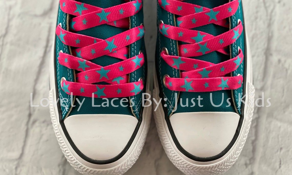 Hot Pink Shoelaces Star Shoelaces for Sneakers Etsy