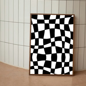 black and white checker print, checkered aesthetic poster, black and white prints, black and white wall art poster