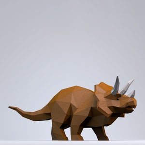 Triceratops Dinosaur Digital Template, PDF Paper Craft, Triceratops Origami, Dinosaur Model