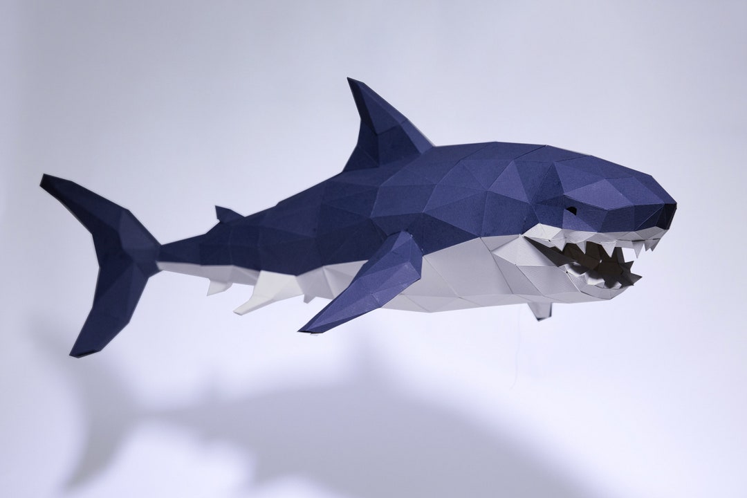 Shark Paper Craft Digital Template Origami PDF Download Etsy