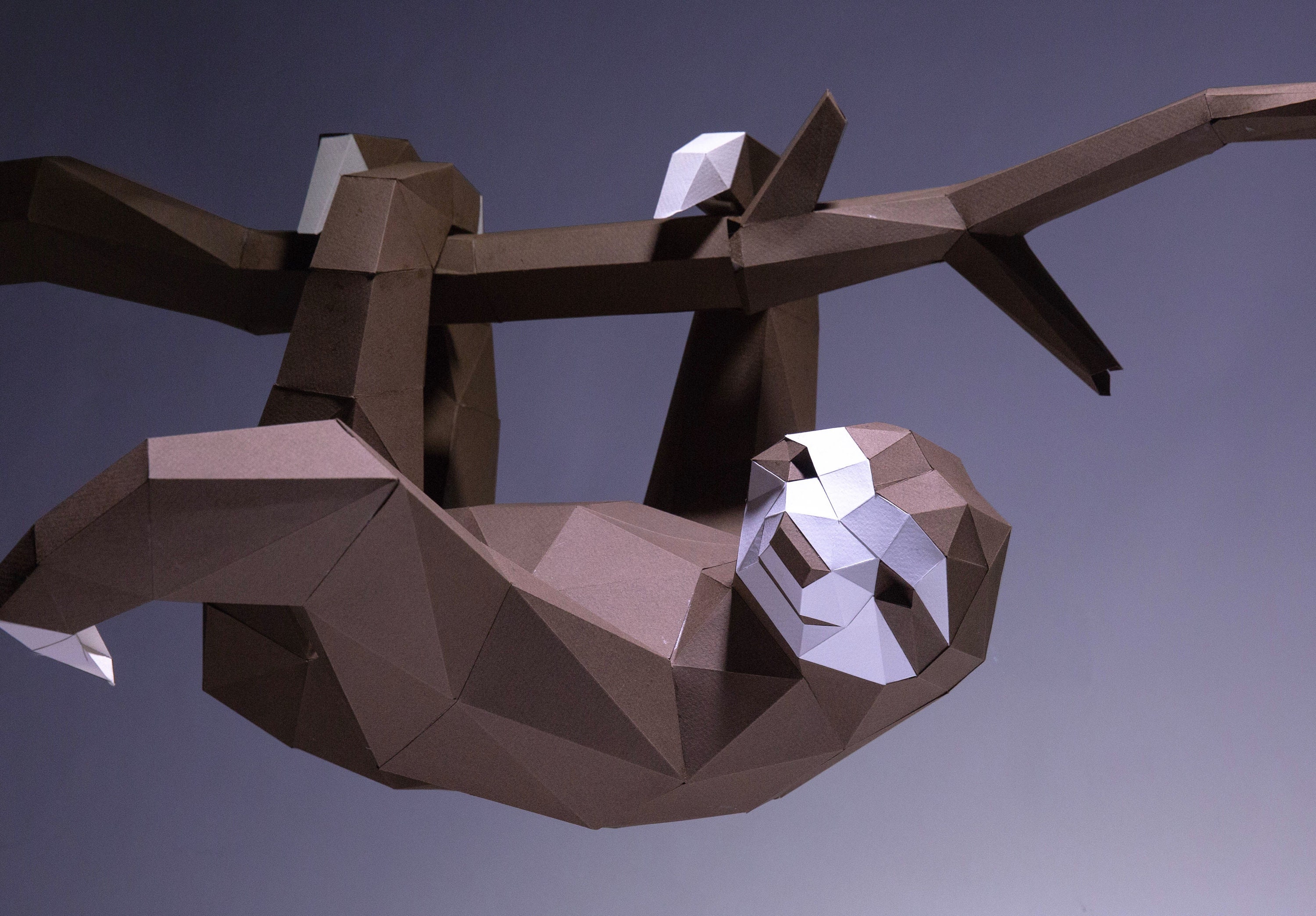 Sloth Templae Sloth Model, Sloth Paper Craft, Sloth Digital Template, Sloth Low Poly ...