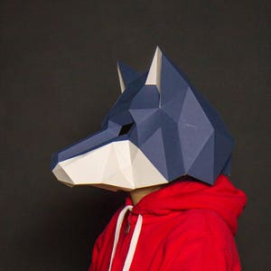 Wolf Mask Paper Craft, Digital Template, Origami, PDF Download DIY, Low ...