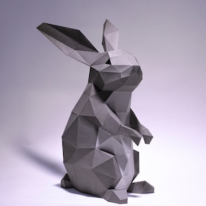 Bunny Rabbit standing up  Paper Craft, Digital Template, Origami, PDF Download DIY, Low Poly, Trophy, Sculpture, Rabbit Model