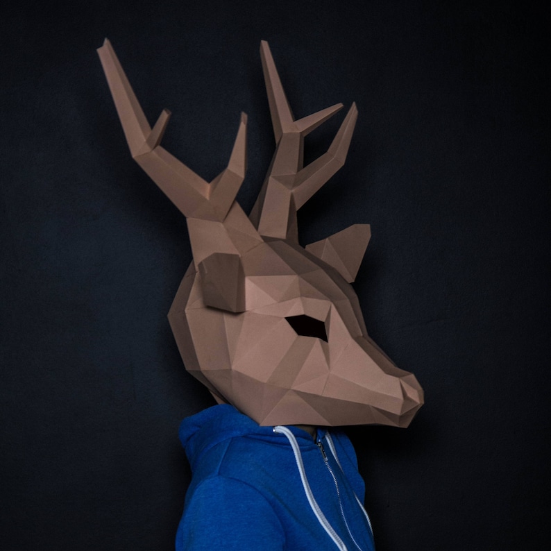 Deer Mask Mask Paper Craft Digital Template Origami PDF Etsy