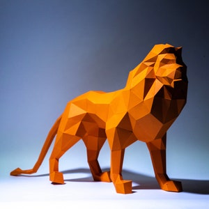Lion Paper Craft, Digital Template, Origami, PDF Download DIY, Low Poly, Trophy, Sculpture, 3D Model, Cricut svg image 5