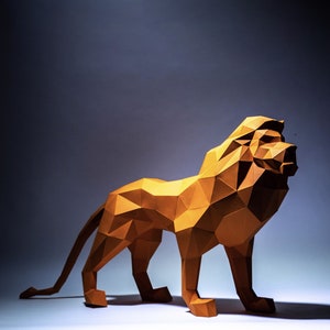 Lion Paper Craft, Digital Template, Origami, PDF Download DIY, Low Poly, Trophy, Sculpture, 3D Model, Cricut svg
