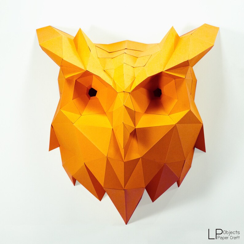 Owl Head Paper Craft Digital Template Origami PDF Download Etsy