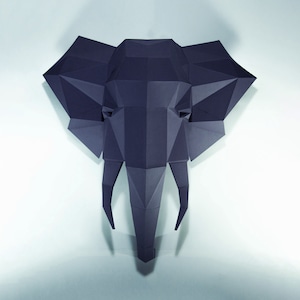 Elephant Paper Craft, Digital Template, Origami, PDF Download DIY, Low Poly, wall decor