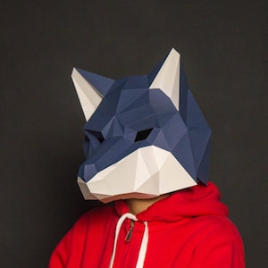 Wolf Mask Paper Craft, Digital Template, Origami, PDF Download DIY, Low Poly, 3D Mask