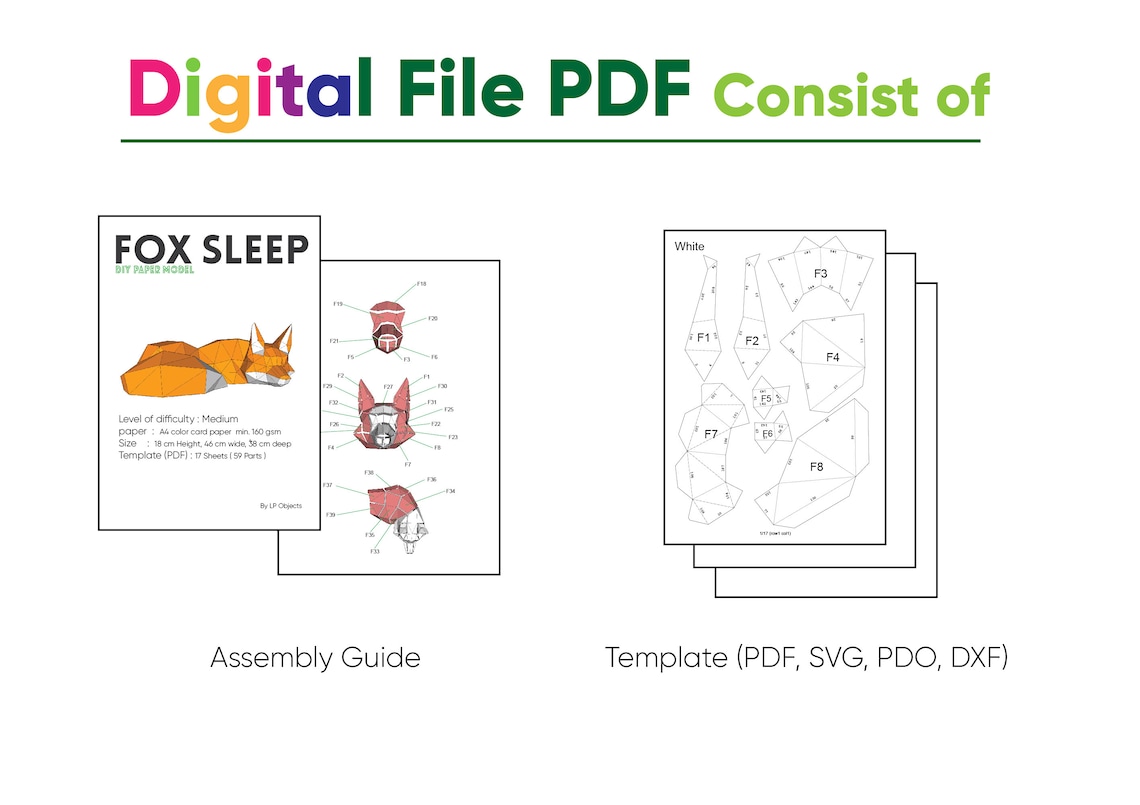 Fox Sleep Paper Craft, Paper Model, 3d Paper Craft, Paper Sculpture PDF ...