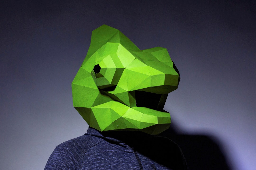 Chameleon Mask, Papercraft Mask Template, Origami, PDF Download DIY ...