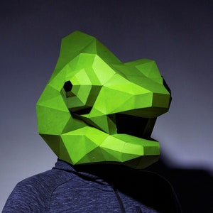 Chameleon Mask, Papercraft Mask Template, Origami, PDF Download DIY, Low Poly, 3D Mask