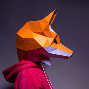 Fox Mask Template Paper Mask, Papercraft Mask, Masks, 3d Mask, Low Poly ...