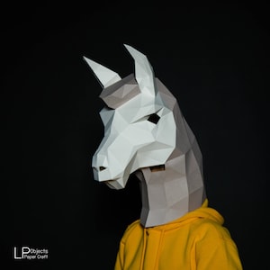 Lamamasker, digitale sjabloon alpacamasker, papieren Halloween-masker, digitale sjabloon, origami, papierkunst, doe-het-zelf, laag poly