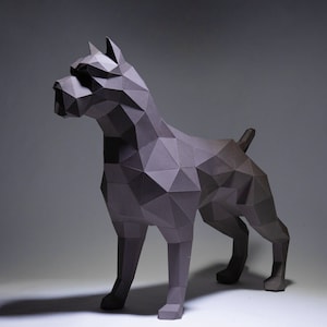 Pit bull Dog Paper Craft, Digital Template, Origami, PDF Download DIY, Low Poly, Trophy, Sculpture, Model image 4