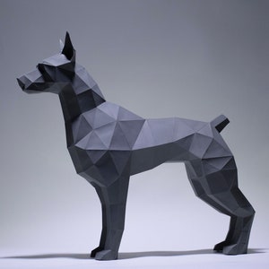 Doberman Papercraft dog, Papercraft decor, Home decor, Gift, Papercraft 3D, low poly,origami 3D,Papercraft template,PDF,Papercraft doberman