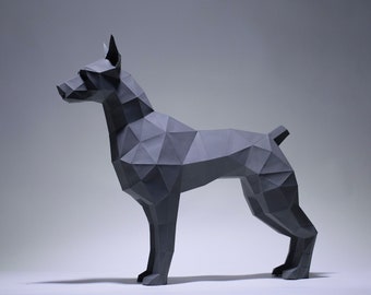 Dobermann Papercraft Hund, Papercraft Dekor, Home Dekor, Geschenk, Papercraft 3D, Low Poly, Origami 3D, Papercraft Vorlage, PDF, Papercraft Dobermann