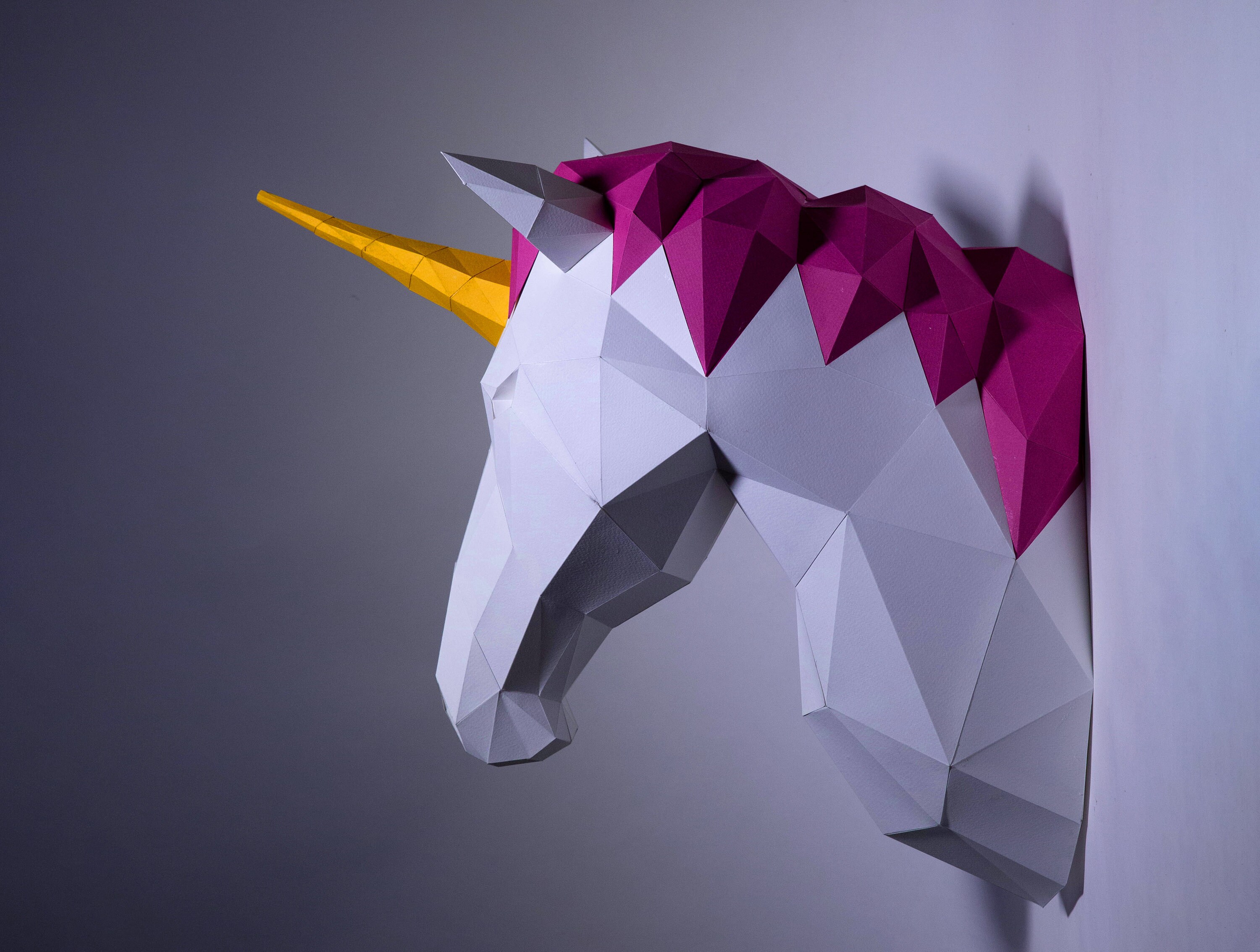 Unicorn Head Wall Paper Craft Digital Template Origami PDF Etsy