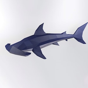 Hammerhead Shark Papercraft, 3D Papercraft, Build Your Own Low Poly Paper Sculpture PDF Download DIY gift, Wall Decor for home, Cricut svg