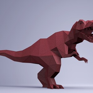 Digital mall för T-REX och Triceratops-dinosaurier, PDF-papperspyssel med dinosaurier, dinosaurieorigami, dinosauriemodell bild 5