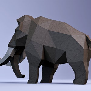 Créations en papier de mammouth, Modèle numérique, Origami, Téléchargement PDF, DIY, Low poly, Trophée, Sculpture, Modèle 3D image 5