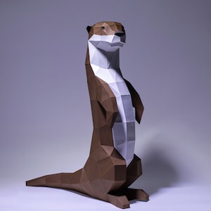 Otter Paper Craft, Digital Template, Origami, PDF Download DIY, Low Poly, Trophy, Sculpture, Otter  Model