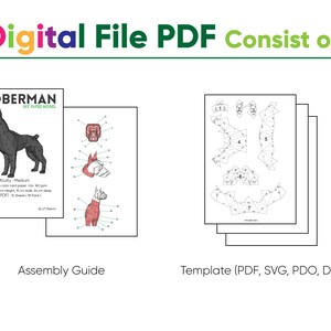 Doberman Papperspysselhund, Papperspysseldekor, Heminredning, Gåva, Papperspyssel 3D, låg poly, origami 3D, Papperspysselmall, PDF, Papperspyssel doberman bild 4