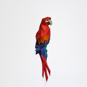 Macaw wall Paper Craft, Digital Template, Origami, PDF Download DIY, Low Poly, Parrot Wall Deocr
