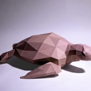 Wasserschildkröte Papiermodell, Digitale Vorlage, Origami, PDF Download DIY, Low Poly, Trophäe, Skulptur, Modell, Cricut SVG Bild 3
