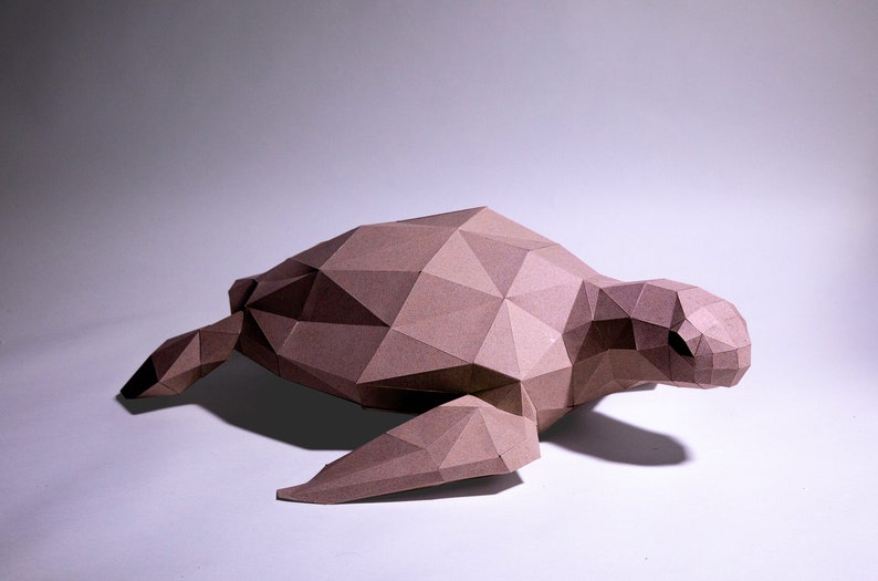 Wasserschildkröte Papiermodell, Digitale Vorlage, Origami, PDF Download DIY, Low Poly, Trophäe, Skulptur, Modell, Cricut SVG Bild 3