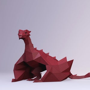 Dragón inspirado en House of the Dragon, Juego de tronos, Plantilla digital de dragón, Arte de papel PDF de dragón, Origami de dragón, Cricut SVG