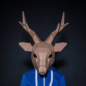 Deer Mask ,Mask Paper Craft, Digital Template, Origami, PDF Download DIY, Low Poly, 3D Mask , Reindeer