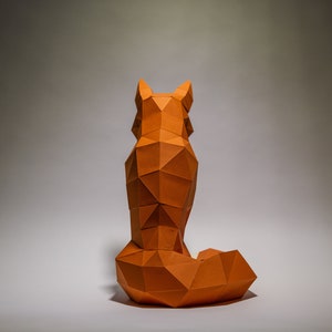 Fuchs Papiermodell, Digitale Vorlage, Origami, PDF Download DIY, Low Poly, Trophäe, Skulptur, 3D Modell Bild 4