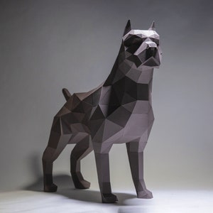 Pit bull Dog Paper Craft, Digital Template, Origami, PDF Download DIY, Low Poly, Trophy, Sculpture, Model image 5