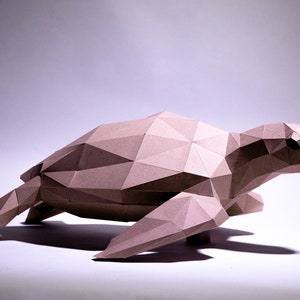 Wasserschildkröte Papiermodell, Digitale Vorlage, Origami, PDF Download DIY, Low Poly, Trophäe, Skulptur, Modell, Cricut SVG Bild 4
