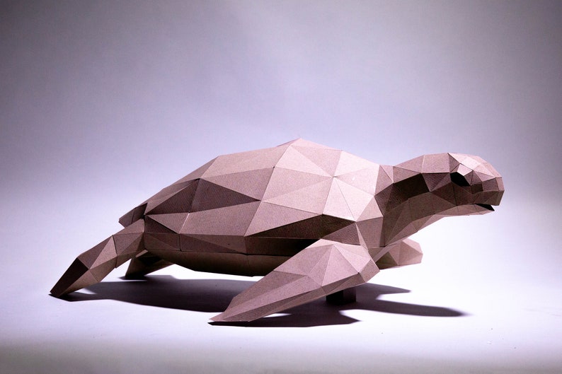 Wasserschildkröte Papiermodell, Digitale Vorlage, Origami, PDF Download DIY, Low Poly, Trophäe, Skulptur, Modell, Cricut SVG Bild 4