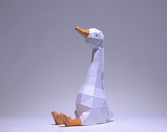 Goose Paper Craft: Low Poly DIY Sculpture (PDF Download)