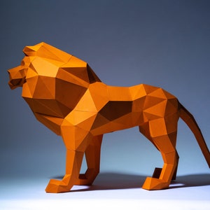 Lion Paper Craft, Digital Template, Origami, PDF Download DIY, Low Poly, Trophy, Sculpture, 3D Model, Cricut svg image 4